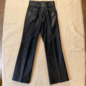Brooks Vintage Womens Black Leather Pants Size 28